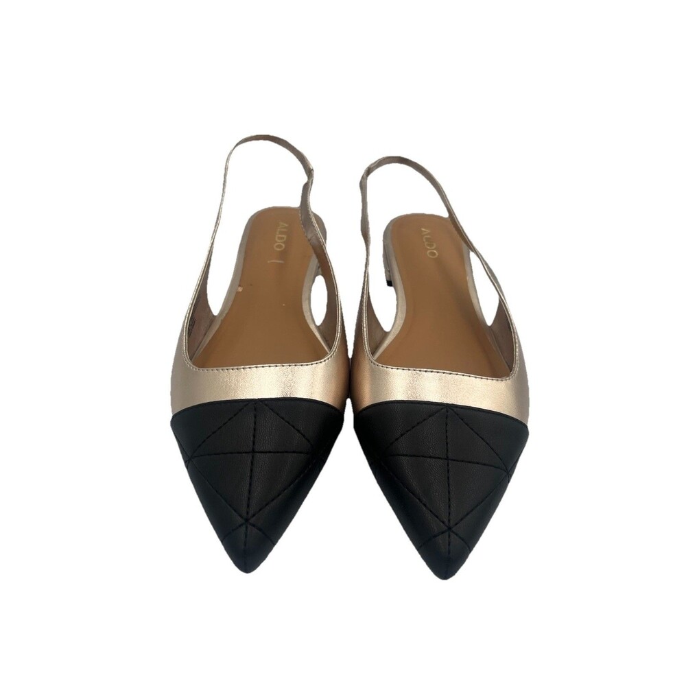 Aldo Flynne Ballerina Flat Black Rose Gold Pointy Toe Flats Trendy Women’s Sz 8